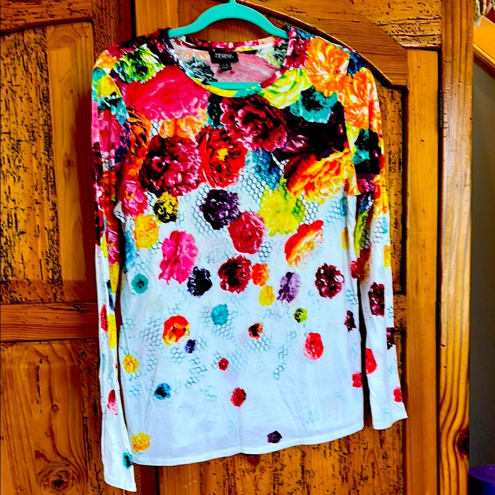 PRABAL GURUNG Red and Pink Graphic Long Sleeve T shirt